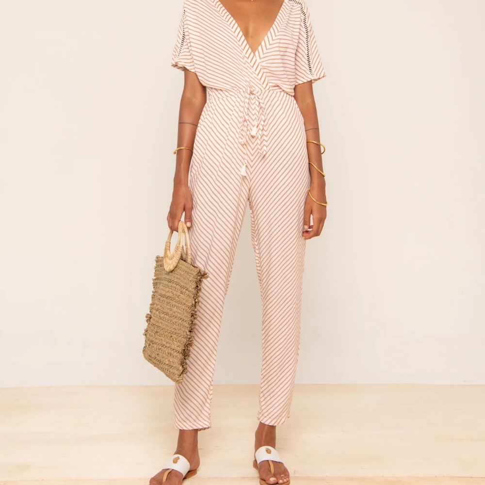 Anthro BeachGold Freda Atlas Jumpsuit Tiger MED LG
